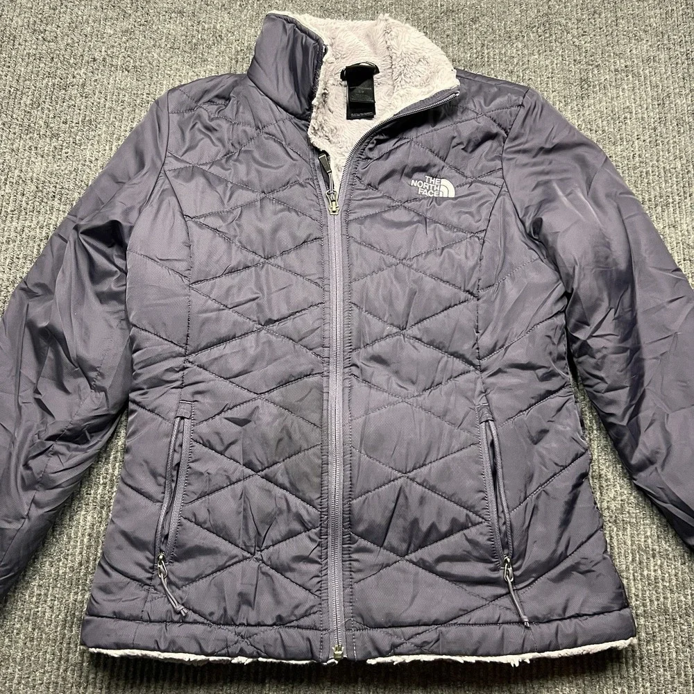 North Face Mossbud Swirl Plush Sherpa Lined Muted Purple Jacket Womens Small - Picture 2 of 9